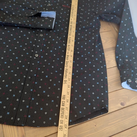 Ben Sherman Black Geometric Print Long Sleeve Button Down Shirt - Picture 8 of 12